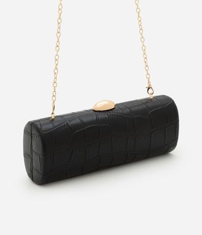 Cartera Baguette en PU con Textura Crocco y Correa de Cadena