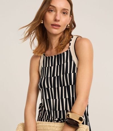 Mono Recto en Viscosa con Detalles en Punto y Estampado Geométrico 3