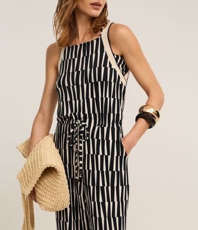 Mono Recto en Viscosa con Detalles en Punto y Estampado Geométrico 4