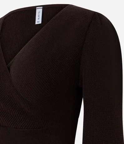 Blusa Cropped en Malla Texturizada con Manga Larga Abullonada 5