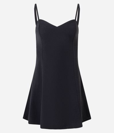 Vestido Corto Peplum en Crepé con Escote Corazón 6