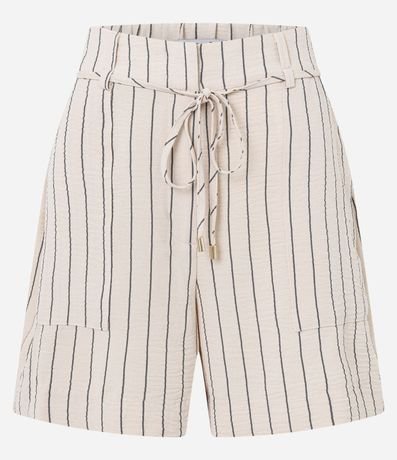 Short Recto Cintura Alta en Airflow con Rayas de Hilo Teñido 6