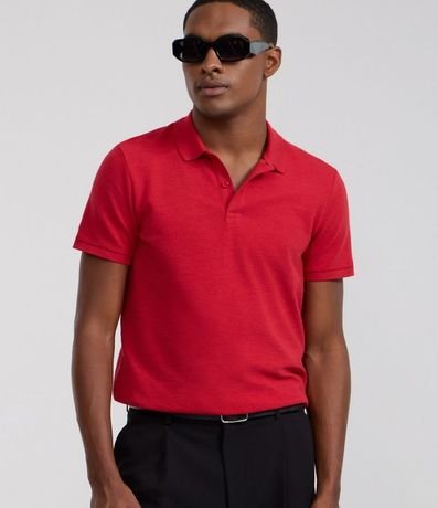 Polo Slim en Media Malla con Botones y Textura Acanalada