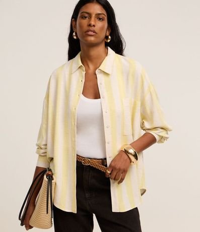 Camisa Amplia en Viscolino con Rayas Largas 1