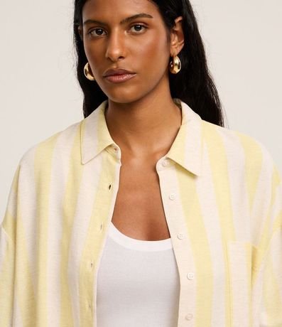 Camisa Amplia en Viscolino con Rayas Largas 3