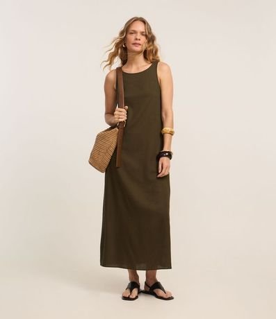 Vestido Evasê Midi en Viscolino con Bretel Ancho 1