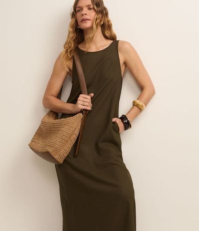 Vestido Evasê Midi en Viscolino con Bretel Ancho 3