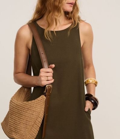 Vestido Evasê Midi en Viscolino con Bretel Ancho 6