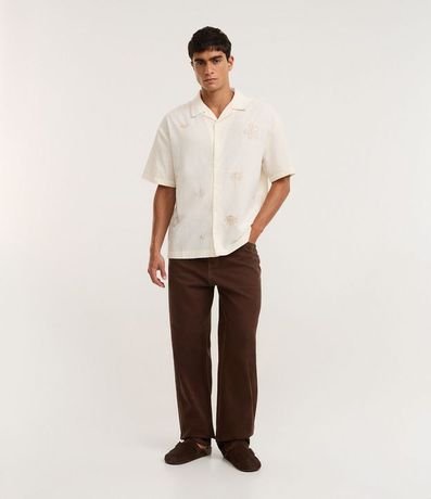 Camisa Boxy en Tricolina con Estampa Bordado de Verano 2