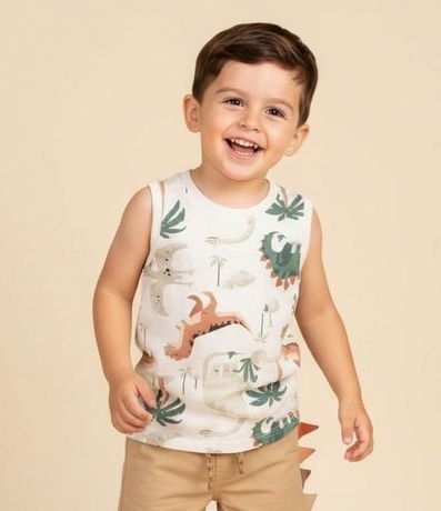 Musculosa Infantil con Estampa de Dinossauros - Talle 1 a 5/6 años