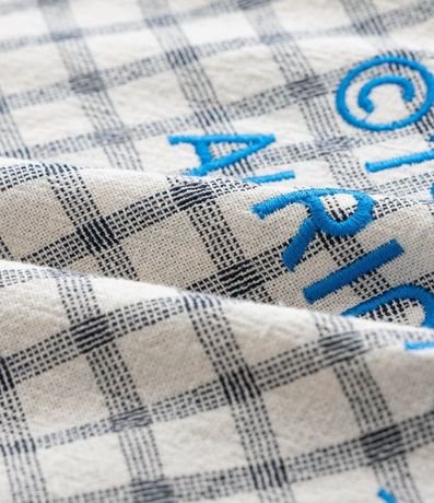 Camisa Boxy  em Tricolina de Cuadros Texturizada con Bordado en la Espalda 9