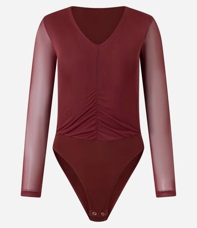 Body en Tule con Fruncido Delantero y Manga Transparente 4