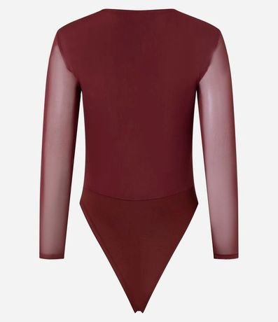 Body en Tule con Fruncido Delantero y Manga Transparente 5