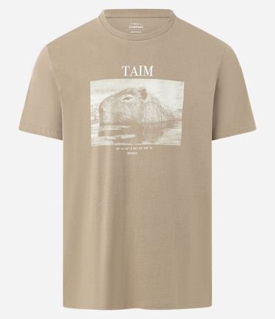 Remera en Algodón con Estampa de Carpincho y Lettering Taim 5