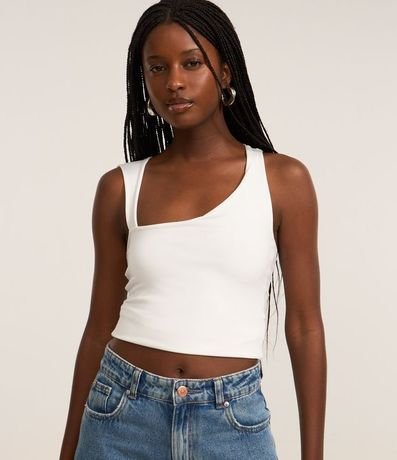 Blusa Musculosa en Microfibra con Escote Asimétrico