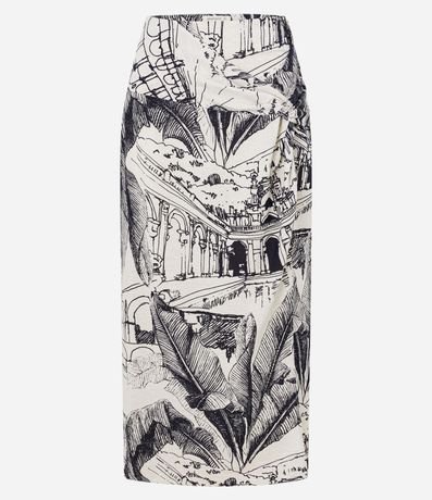 Pollera Midi en Viscolino con Nudo Lateral y Estampa Modernismo 7