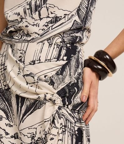 Pollera Midi en Viscolino con Nudo Lateral y Estampa Modernismo 4