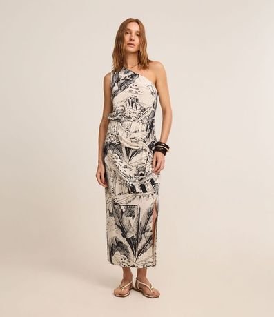 Pollera Midi en Viscolino con Nudo Lateral y Estampa Modernismo 5