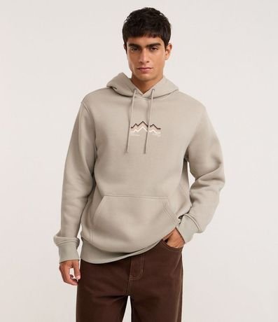 Saco Comfort en Algodón con Felpa y Estampa Lettering Montaña