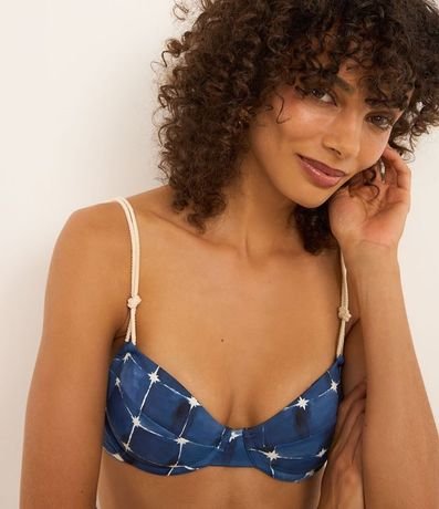 Bikini Top Media Taza en Microfibra con Estampa Aquarelada y Bretel Elástica 3