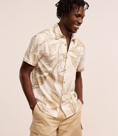 Camisa Regular en Algodón con Estampa de Follajes 1