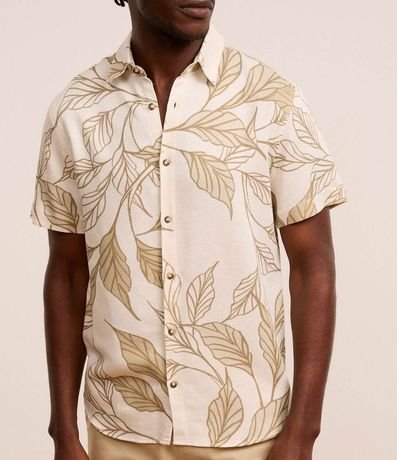 Camisa Regular en Algodón con Estampa de Follajes 3