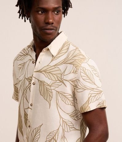 Camisa Regular en Algodón con Estampa de Follajes 4