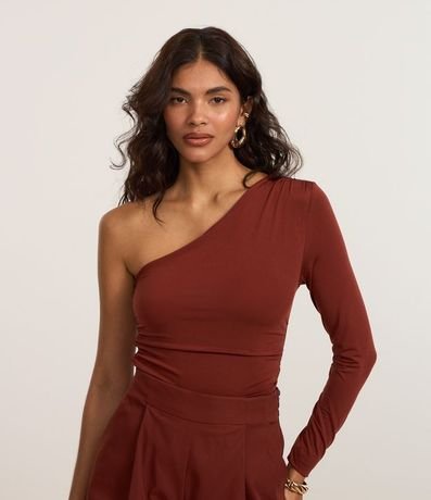 Body con un Hombro Único y Drapeados Laterales