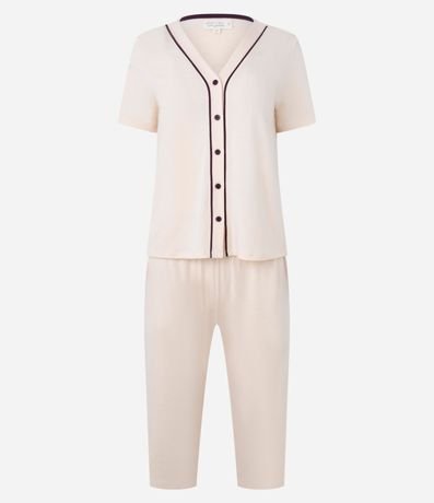 Pijama Capri con Abotonado y Vieses Contrastantes 4