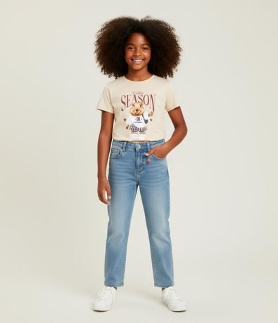 Pantalón Mom en Jeans con Colgantes de Frutas - Talle 5 a 14 años