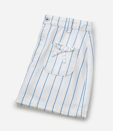 Pollera Regular Infantil en Sarga con Estampa de Rayas y Moña - Talle 5 a 14 años 5