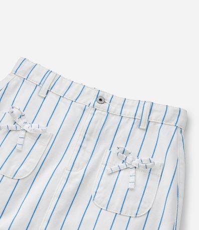 Pollera Regular Infantil en Sarga con Estampa de Rayas y Moña - Talle 5 a 14 años 6