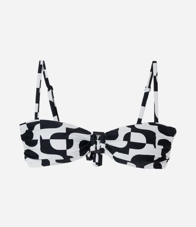 Bikini Top Bandeau con Estampa Bicolor y Bretel Removible 5