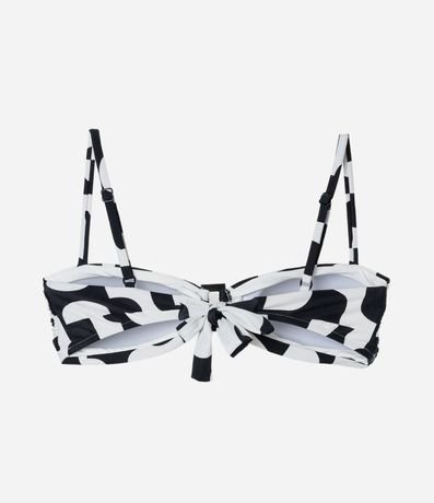 Bikini Top Bandeau con Estampa Bicolor y Bretel Removible 6