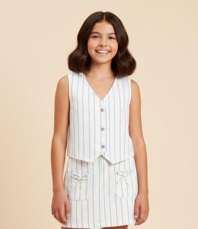 Chaleco Infantil en Sarga con Estampa Rayada - Talle 5 a 14 años