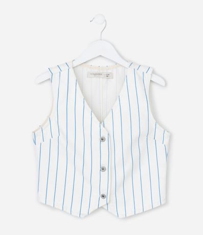 Chaleco Infantil en Sarga con Estampa Rayada - Talle 5 a 14 años 2