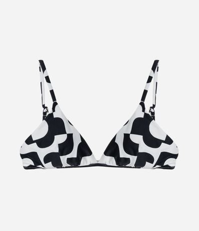 Bikini Top Triángulo Fijo con Estampa Bicolor y Regulador en la Espalda 4