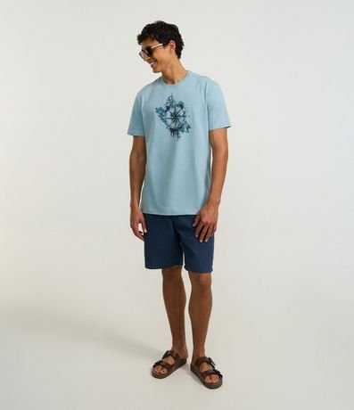 Remera en Algodón con Estampa Rosa de los Vientos en Acuarela 2