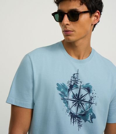 Remera en Algodón con Estampa Rosa de los Vientos en Acuarela 3