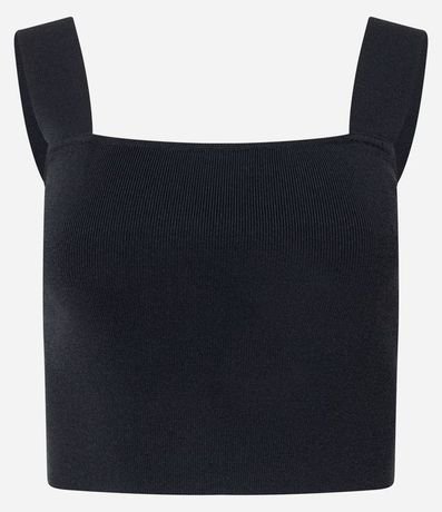 Blusa Cropped Acanalada en Viscosa con escote cuadrado 5