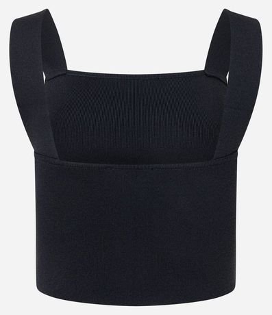 Blusa Cropped Acanalada en Viscosa con escote cuadrado 7