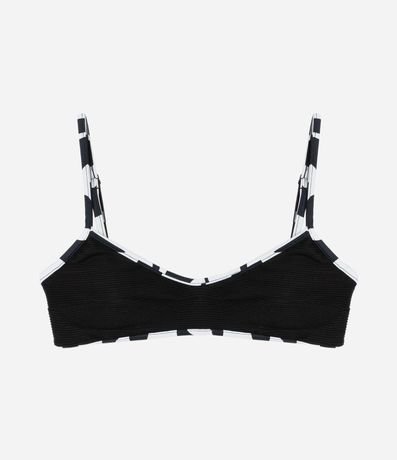 Bikini Top Remera Canelado con Viés Estampado 5