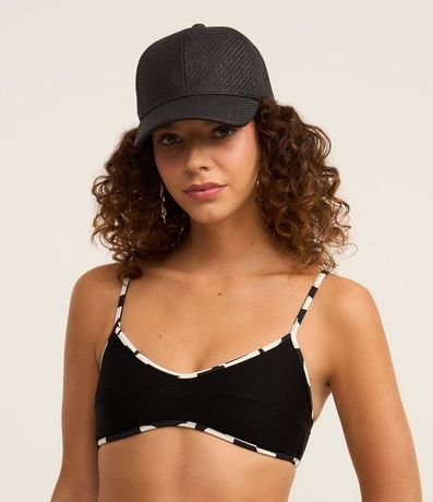 Bikini Top Remera Canelado con Viés Estampado