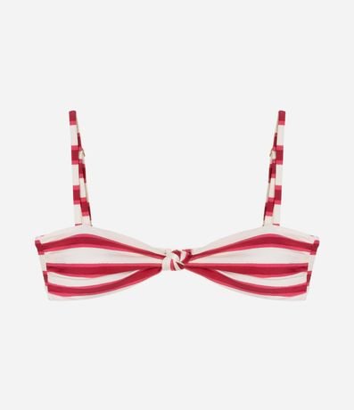 Bikini Top Bandeau en Microfibra Rayada con Nudo 5