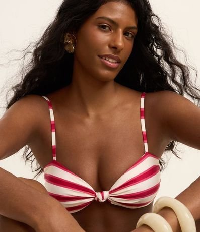 Bikini Top Bandeau en Microfibra Rayada con Nudo 2