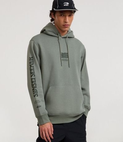 Saco Comfort en Algodón con Felpa Bolsillo Canguro y Estampado Lettering