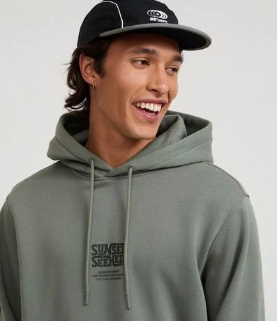 Saco Comfort en Algodón con Felpa Bolsillo Canguro y Estampado Lettering 4