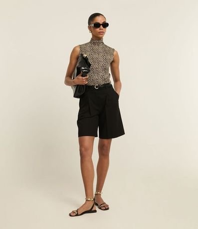 Blusa en Viscolycra con Cuello Alto y Estampa Leopardo 2