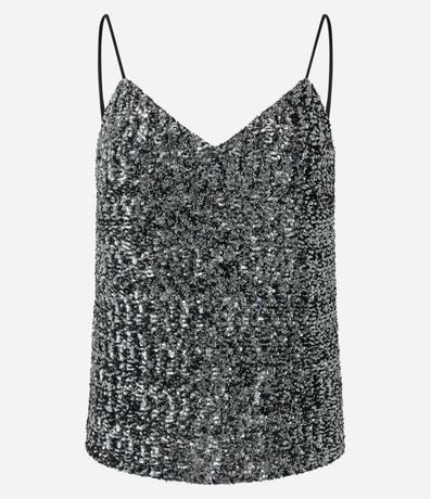 Blusa de  con Lentejuelas Metalizados y Escote V 8