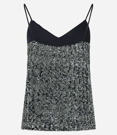 Blusa de  con Lentejuelas Metalizados y Escote V 10